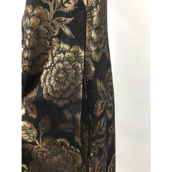 Sam Edelman Black Gold Floral Brocade Cap Sleeve Sheath Dress Size 6 - Picture 5 of 11